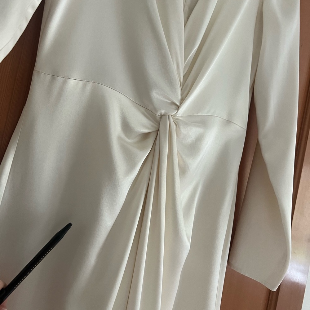 Reformation Dress Delphi Silk Slit Long-Sleeve Wedding Maxi Ivory 2 - Picture 12 of 15